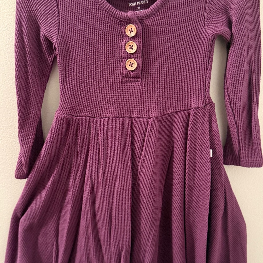 Posh Peanut Plum Waffle Knit Dress